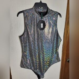 Sterling Kreek Ace High Holographic Sleeveless Bodysuit